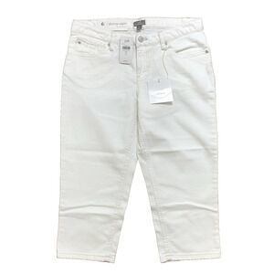 J JILL Skinny Capri Jean 6P Petite Authentic Fit White Denim Low Rise NWT
